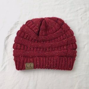 burgundy knit beanie